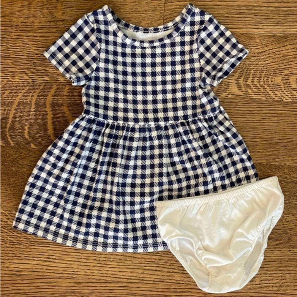 Cat & Jack Navy Plaid Dress and Bloomers